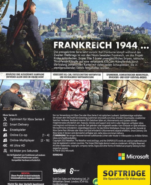 Produktbild Sold Out Sniper Elite 5 (Xbox Series X, DE)