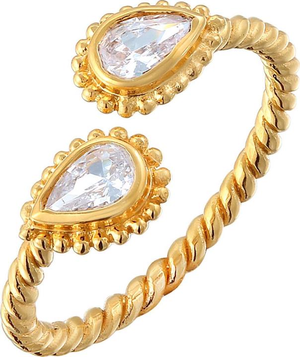 Produktbild Elli Ring Zirkonia Tropfen Vintage Look 925 Silber vergoldet (54, 925 Silber)