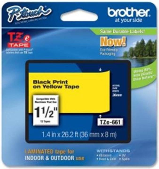 Actual product image Brother Tze-661 (3.60 cm, Black, Yellow)