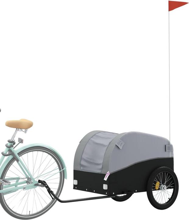 Actual product image VidaXL Fahrradanhänger Schwarz und Grau 45 kg Eisen,Farbe