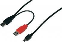 Produktbild Tecline USB Y-Kabel, 2x USB St. A / 1x USB 5pol Mini St. B Zur besseren Spannungsversorgung z. B. von Festpl (0.80 m, USB 2.0)