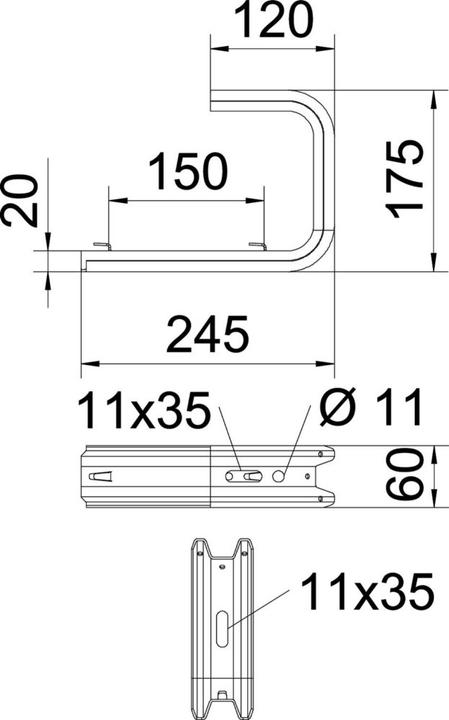 Produktbild OBO Bettermann BETTERMA TPDG 245 FS Wand- und Deckenbügel für Gitterrinne B2 TPDG245FS