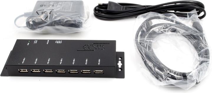 Produktbild Exsys GmbH 7-Port USB 2.0 HUB (Metallgehäuse), inkl (USB-B, 7 Ports)