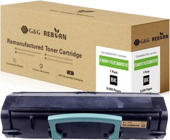 Image du produit G&G Toner de rechange Lexmark E360 Compatible noir 9000 pages Reborn remanufacturé