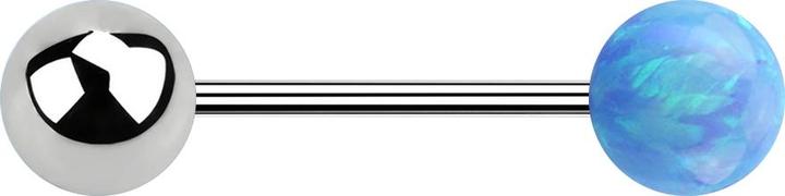 Image du produit Star Piercing Micro Barbell argent avec boule et boule opale bleu clair (Acier chirurgical 316L, sans laiton)