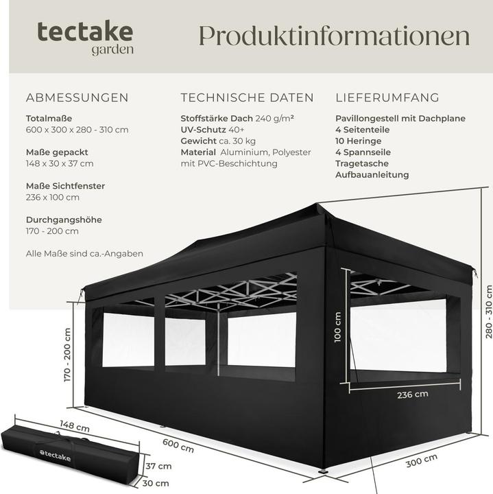 Actual product image tectake Garden gazebo (600 cm, 300 cm)