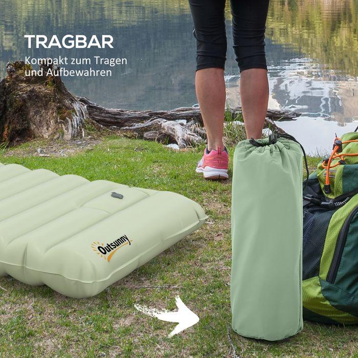 Actual product image Swisshandel24 Air mattress, camping mat, water-repellent, tear-resistant, with foot pump, nylon, 200Lx60Wx10Hcm,