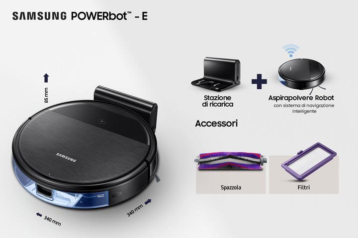 Immagine prodotto Samsung VR05R5050WK aspirapolvere robot Senza sacchetto Nero 0,2 L (Aspirazione robotica)