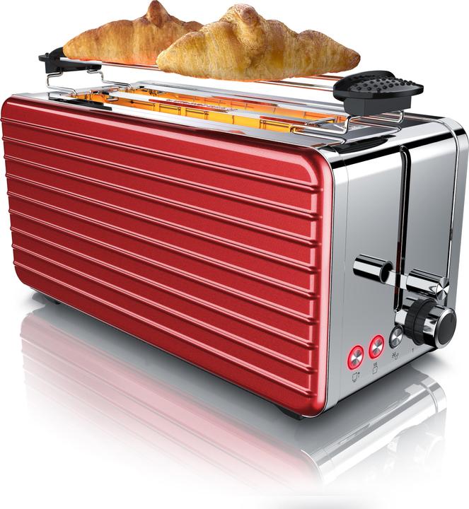 Immagine prodotto Arendo Tostapane a fessura lunga per 4 fette, 1500 W, acciaio inox, scalda panini, DESAYUNO (Spina UE)