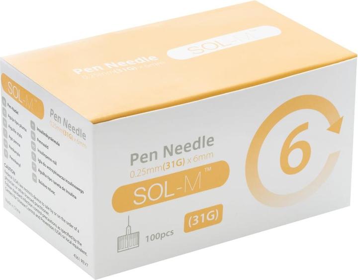 Image du produit Sol-m Aiguille de stylo 31G 0.25mmx6mm 100 pcs (Aiguilles de stylo + aiguilles jetables)