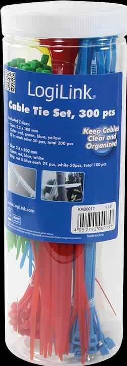 Produktbild LogiLink Kabelbinder Set, 300 Stück (Kunststoffkabelbinder, 200 mm, 300 Stk.)