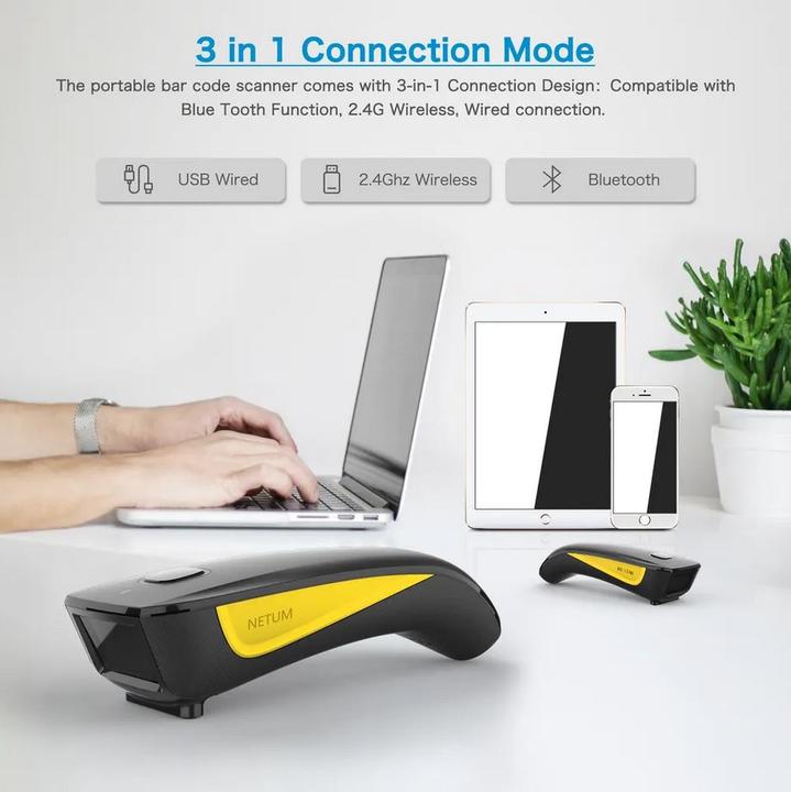 Produktbild PhoneLook Tragbarer 1D 2D Bluetooth 2.4G Wireless Handscanner für QR-Code (1D-Barcodes, 2D-Barcodes, QR-Code)