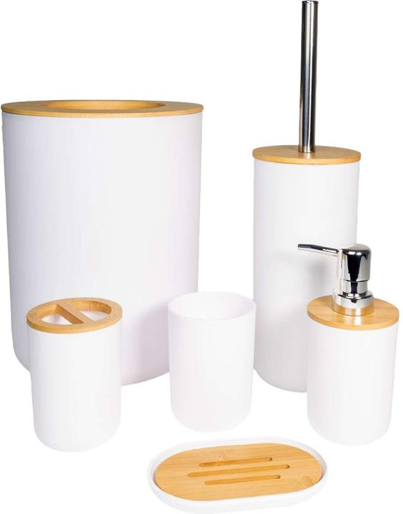 Produktbild Intirilife Badezimmer Zubehör Set inkl. Zahnputzbecher Seifenschale Seifenspender Toilettenbürste