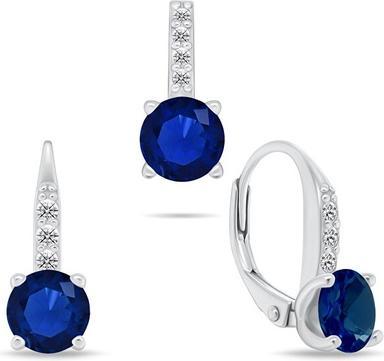 Brilio Silver - Elegant silver set with zircons SET274WB (pendant. dangle earrings)