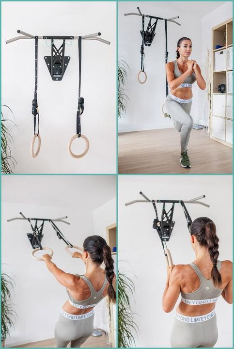 Produktbild Pullup & Dip Turnringe aus Holz inkl. Sportbeutel, Befestigungsgurten und Türanker
