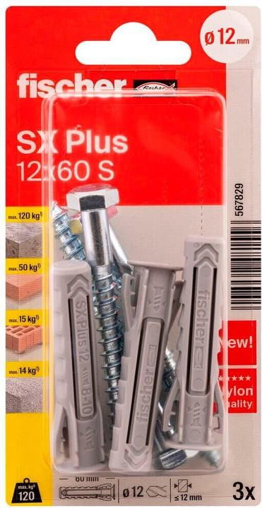 Image du produit Fischer 90896 Cheville Schr SX 12X60 S NV (3 pcs)