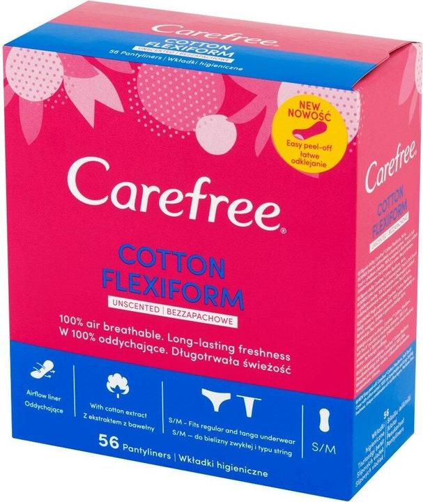 Actual product image Carefree Cotton Flexiform (56 x, Panty liners)