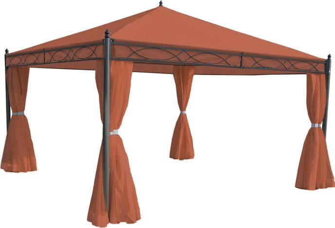 Produktbild Swisshandel24 4er-Set Seitenwand für Pergola Cadiz, Ersatzseitenwand Pavillon 4x4m, Polyester terrakotta-braun (205 cm, 383 cm)
