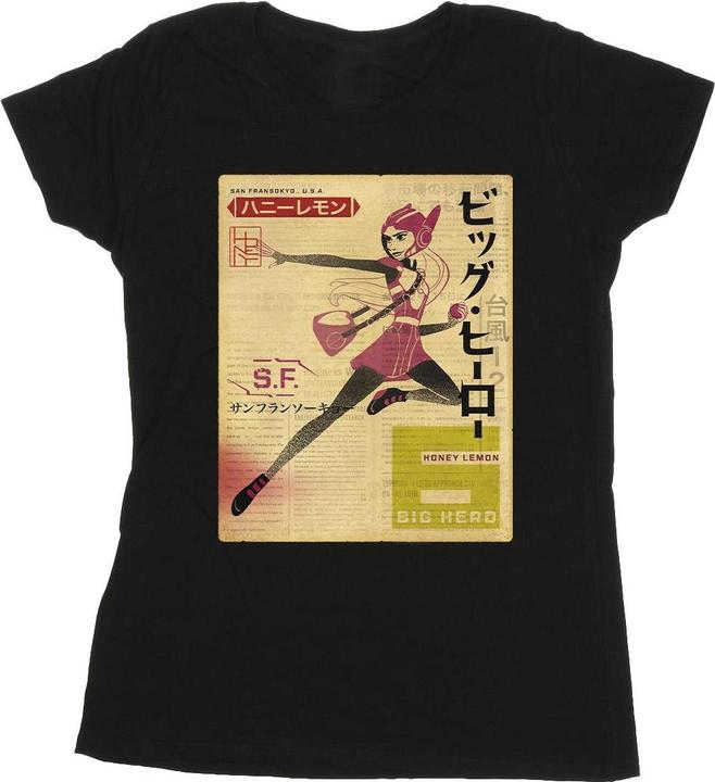 Actual product image Disney Womens/Ladies Big Hero 6 Baymax Honey Lemon Newspaper Cotton T-Shirt (M)