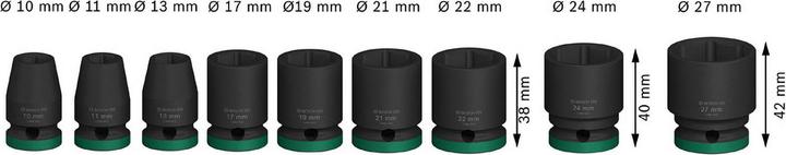 Image du produit Bosch Professional Zubehör Jeu de douilles PRO Impact, 1/2", standard, 9 pièces (19 mm, 24 mm, 22 mm, 10 mm, 21 mm, 27 mm, 17 mm, 11 mm, 13 mm)