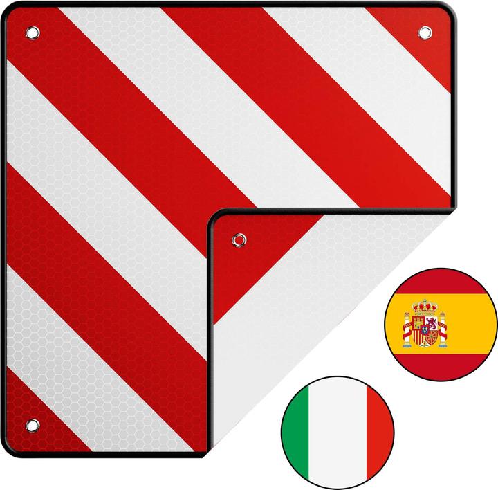 Wiltec 2in1 rot weisse Warntafel Spanien Italien Warnschild Fahrradträger Schild (Rot)