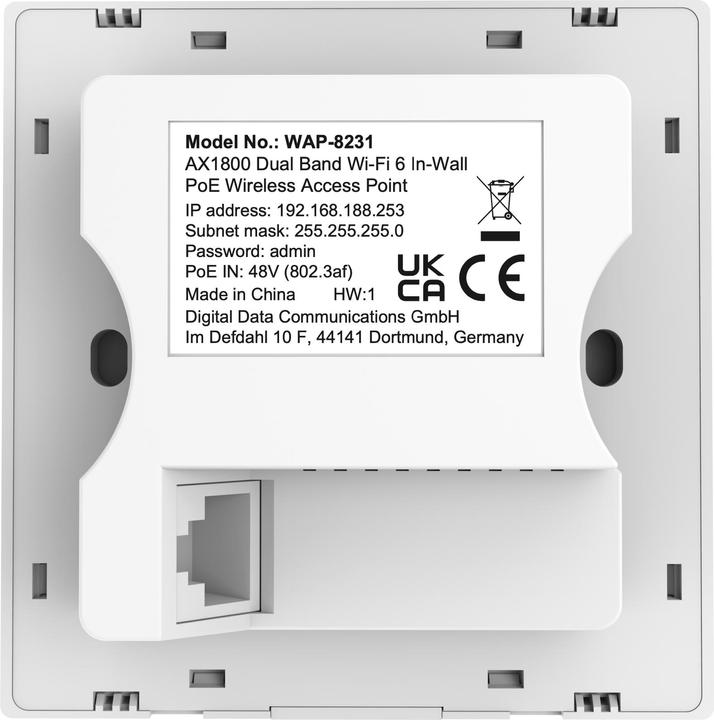 Actual product image LevelOne WAP-8231 AX1800 Wireless DualBand WiFi6 ws (1201 Mbit/s)