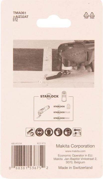 Produktbild Makita B-64951-5 MULTITOOL Tauchsägeblatt 32 mm TMA061 HM, STARLOCK, Metalas, 5Vnt (32 Millimeter)