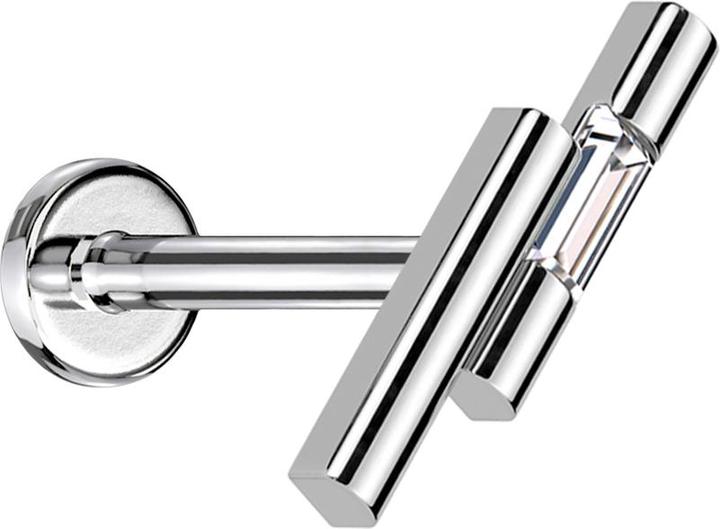 Produktbild Star Piercing Micro Threadless Labret silber zwei Balken silber Kristall silber (Messing, Chirurgenstahl 316L)