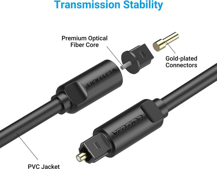 Actual product image Vention Optical Fiber Audio Cable (3 m, Optical)