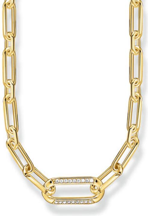 Thomas Sabo Gliederkette mit steinbesetztem Ankerelement vergoldet (925er Silber, 40 - 45 cm)