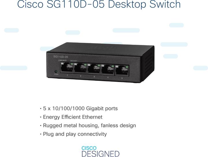 Produktbild Cisco SG110D-05 5-PORT GBIT DESKTOP (5 Ports)