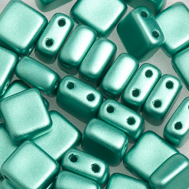 Actual product image Pracht Glass bead "Square", 2-hole, 35 pieces