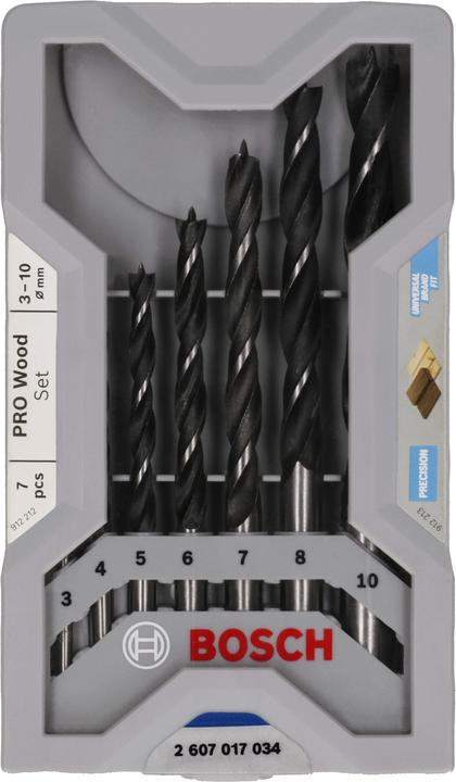 Immagine prodotto Bosch Professional Zubehör Set di trapani per legno PRO. 7 pezzi. (8 mm, 10 mm, 4 mm, 3 mm, 5 mm, 6 mm, 7 mm)