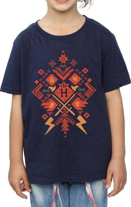 Actual product image Girls Christmas Fair Isle Cotton T-Shirt (140, 146)