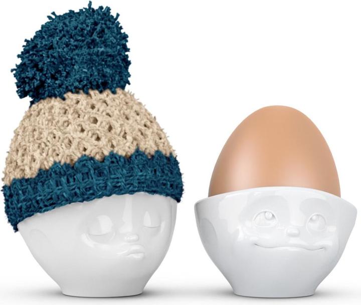 58 Products Egg cup cap ivory / petrol (1 x)