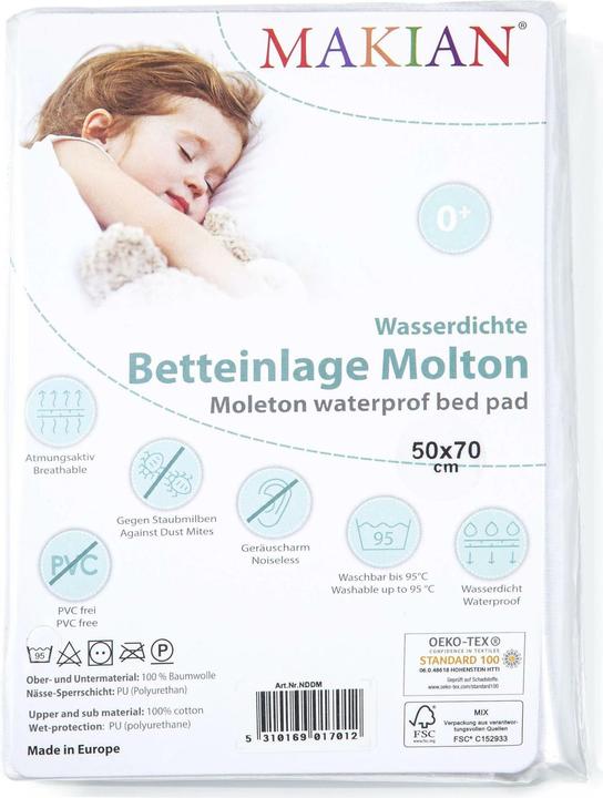 Image du produit Makian Alèses de lit Alèses de lit / surmatelas imperméables - Molleton (50 x 70 cm)