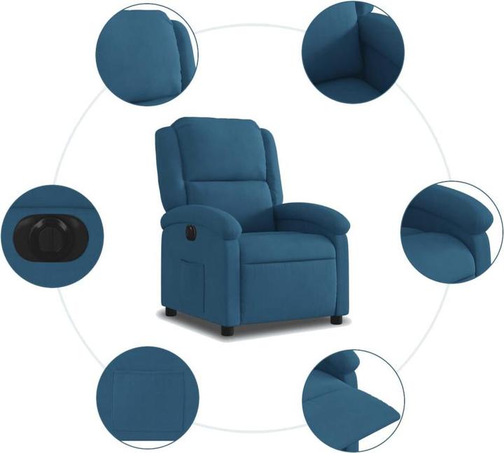 Immagine prodotto VidaXL Poltrona elettrica reclinabile Poltrona TV regolabile Velluto blu