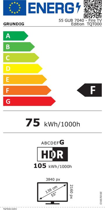 Energy Label Grundig 55 GUB 7040 Fire TV (55", LCD, 4K)