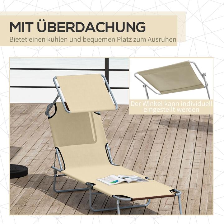 Actual product image Outsunny Sun lounger with sunshade (187 cm)
