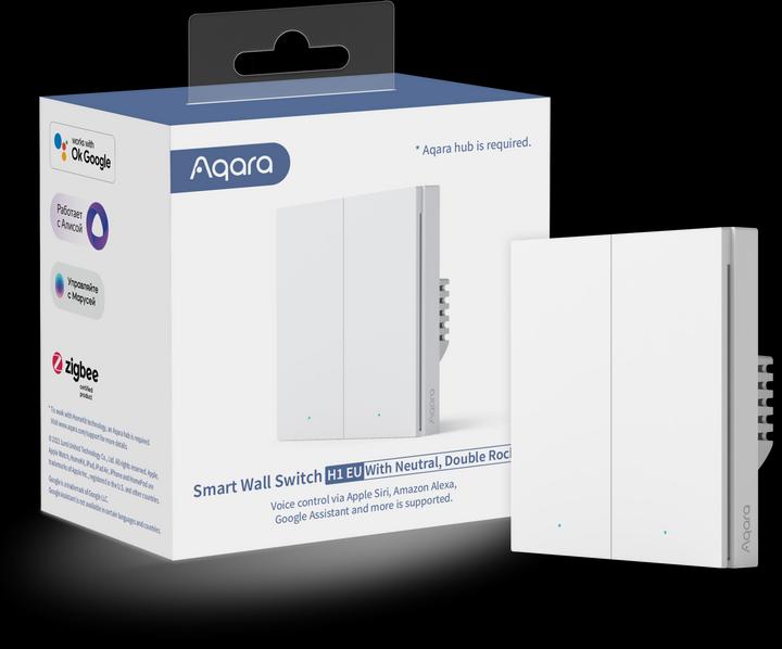 Produktbild Xiaomi Smart Wall Switch H1 Weiss With Neutral, Double Rocker (Zigbee)