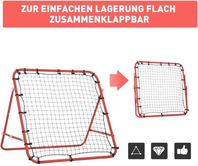 Immagine prodotto Swisshandel24 Rete da calcio a muro Rebounder per calcio Angolo regolabile Rosso+Nero 96 x 80 x 96