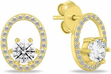 Immagine prodotto Brilio Argento - Orecchini placcati oro Anelli con zirconi e perle EA1054Y