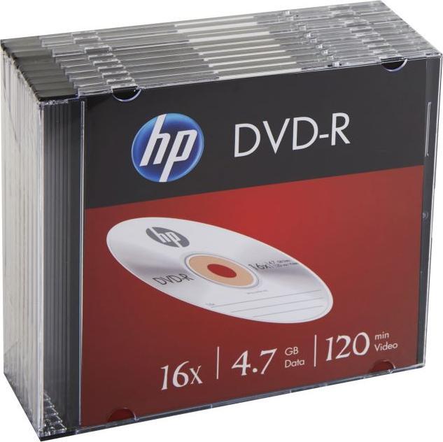 Actual product image HP DVD-R 4.7GB/120Min/16x Slimcase (10 discs) (10 x)