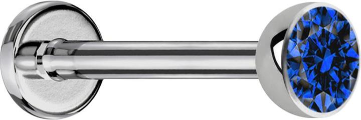 Produktbild Star Piercing Micro Labret silber mit Halbkugel Kristall dunkelblau (Titan G23, ohne Messing)