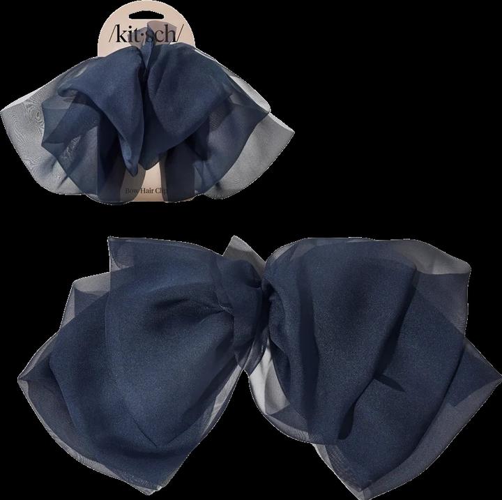 Kitsch Haarspange Chiffonschleife Blaue Orchidee