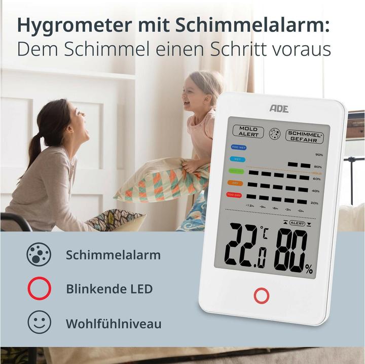 Produktbild ADE Thermo-/Hygrometer digital Weiss, Funktionen