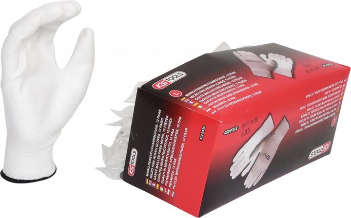 Actual product image KS Tools Micro fine-knit gloves-white, 9, 12 pairs (9)