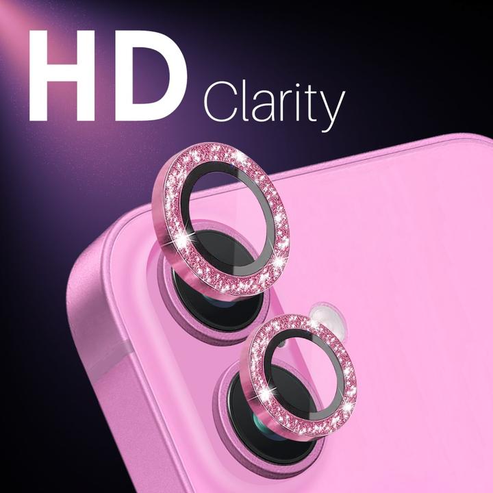Immagine prodotto Ueli Express Kamera Panzerglas Linsenschutz Glitzer (2 Pezzo/i, Apple iPhone 16, Apple iPhone 16 Plus)