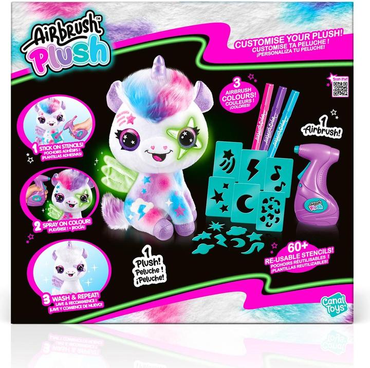 Actual product image Canal Toys Airbrush Plush - Glow in the Dark Unicorn (1274) (26.26 cm)