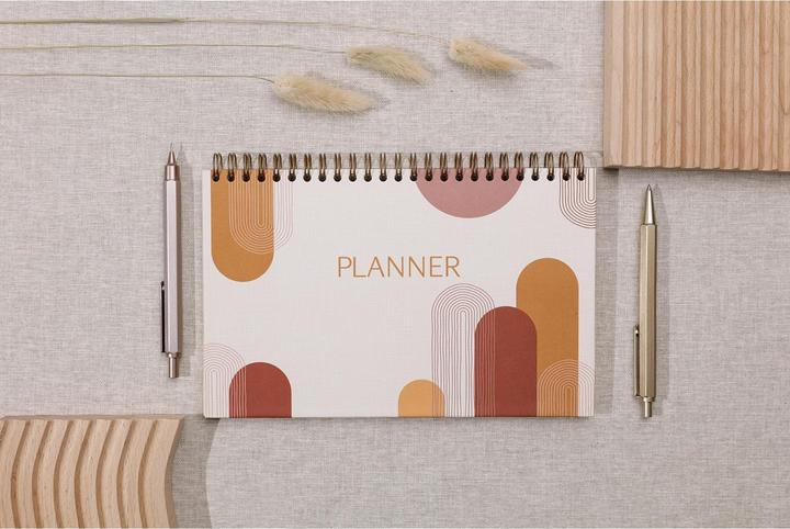 Produktbild Clairefontaine notizblock planer mit vollständiger bindung, kopfzeile, 53 bedruckte blätter terracotta (Harter Einband)